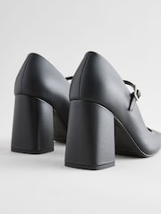 Black Forever Comfort® Leather Square Toe Block Heel Mary Jane Shoes - Image 5 of 7
