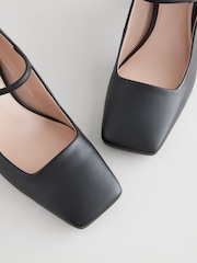 Black Forever Comfort® Leather Square Toe Block Heel Mary Jane Shoes - Image 6 of 7