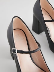 Black Forever Comfort® Leather Square Toe Block Heel Mary Jane Shoes - Image 7 of 7