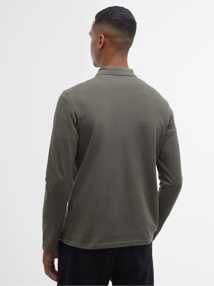 Barbour® International Marshall Long Sleeved Zipped 100% Cotton Polo Shirt - Image 2 of 6 Barbour® International Marshall Long Sleeved Zipped 100% Cotton Polo Shirt - Image 2 of 6