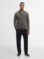 Barbour® International Marshall Long Sleeved Zipped 100% Cotton Polo Shirt - Image 3 of 6