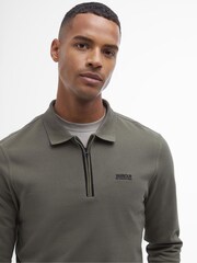 Barbour® International Marshall Long Sleeved Zipped 100% Cotton Polo Shirt - Image 4 of 6