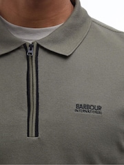 Barbour® International Marshall Long Sleeved Zipped 100% Cotton Polo Shirt - Image 5 of 6