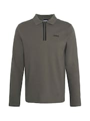 Barbour® International Marshall Long Sleeved Zipped 100% Cotton Polo Shirt - Image 6 of 6