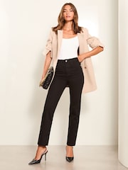 Lipsy Black Petite High Waist Crop Straight Leg jeans - Image 2 of 4