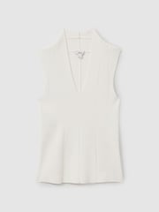 Reiss Ivory Kimmy Knitted Sleeveless V-Neck Vest - Image 2 of 6