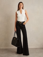Reiss Ivory Kimmy Knitted Sleeveless V-Neck Vest - Image 3 of 6