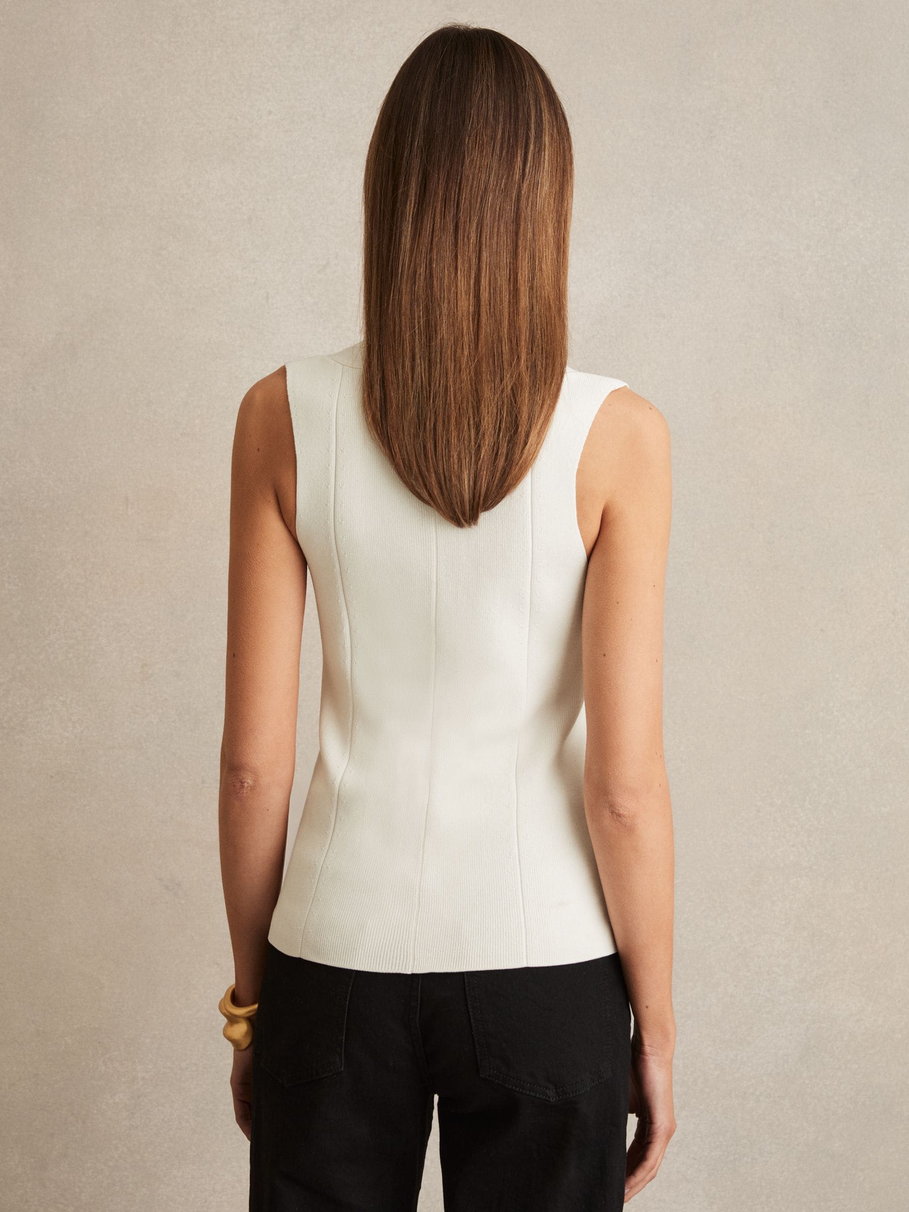 Buy Reiss Ivory Kimmy Knitted Sleeveless V-Neck Vest from Next USA Buy Reiss Ivory Kimmy Knitted Sleeveless V-Neck Vest from Next USA