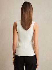 Reiss Ivory Kimmy Knitted Sleeveless V-Neck Vest - Image 5 of 6