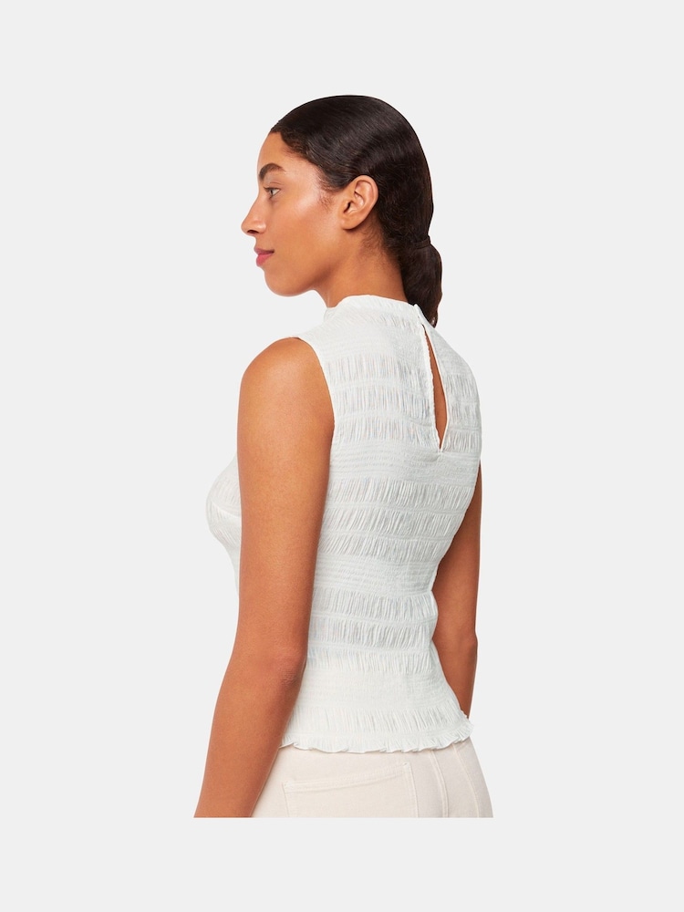 Whistles White Plissé Sleeveless Top - Image 2 of 5 Whistles White Plissé Sleeveless Top - Image 2 of 5