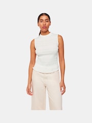 Whistles White Plissé Sleeveless Top - Image 3 of 5