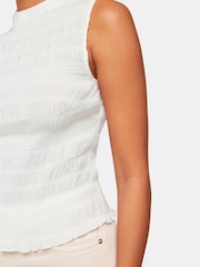 Whistles White Plissé Sleeveless Top - Image 4 of 5