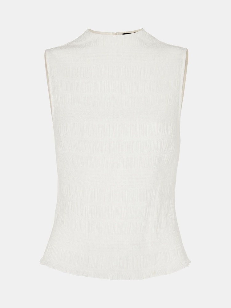 Whistles White Plissé Sleeveless Top - Image 5 of 5 Whistles White Plissé Sleeveless Top - Image 5 of 5