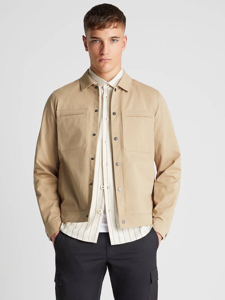 Remus Uomo Natural Regular Fit 100% Cotton Twill Utility Jacket - Image 1 of 6