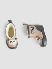 JoJo Maman Bébé Ecru Cosy Lined Panda Ankle Wellies - Image 4 of 4