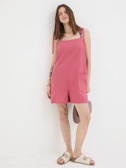 FatFace Hallie Pink Linen Blend Playsuit - Image 1 of 5