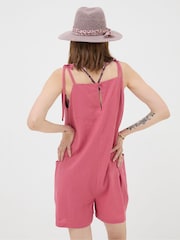FatFace Hallie Pink Linen Blend Playsuit - Image 2 of 5