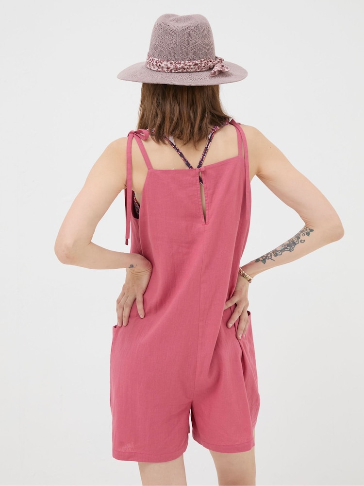 FatFace Hallie Pink Linen Blend Playsuit - Image 2 of 5