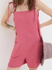FatFace Hallie Pink Linen Blend Playsuit - Image 3 of 5