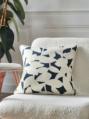 Jasper Conran London Floral Leaf Navy Floral Leaf 100% Cotton Cushion - Image 1 of 3