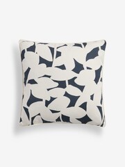 Jasper Conran London Floral Leaf Navy Floral Leaf 100% Cotton Cushion - Image 2 of 3