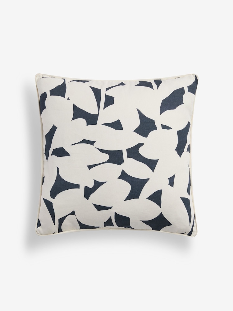Jasper Conran London Floral Leaf Navy Floral Leaf 100% Cotton Cushion - Image 2 of 3