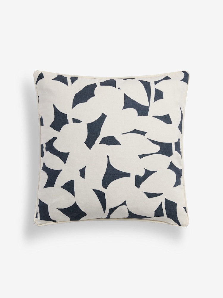 Jasper Conran London Floral Leaf Navy Floral Leaf 100% Cotton Cushion - Image 3 of 3