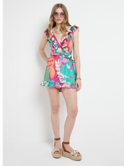 River Island Tropical Frill Tie Playsuit - Bild 1 von 4