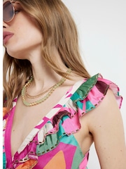 River Island Tropical Frill Tie Playsuit - Bild 3 von 4
