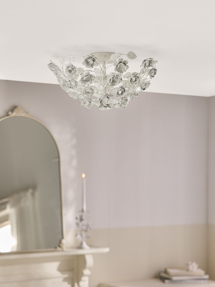 Shabby Chic by Rachel Ashwell® White Rosalina Flush Fitting Ceiling Light - Image 1 of 3