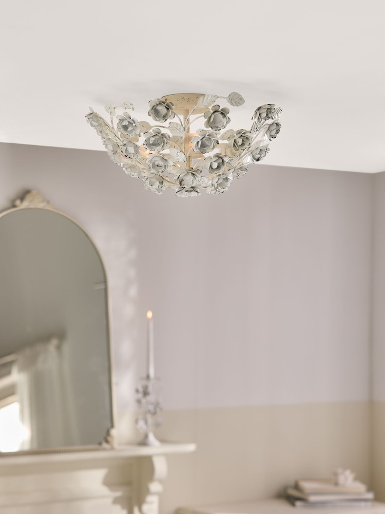 Shabby Chic by Rachel Ashwell® White Rosalina Flush Fitting Ceiling Light - Image 2 of 3