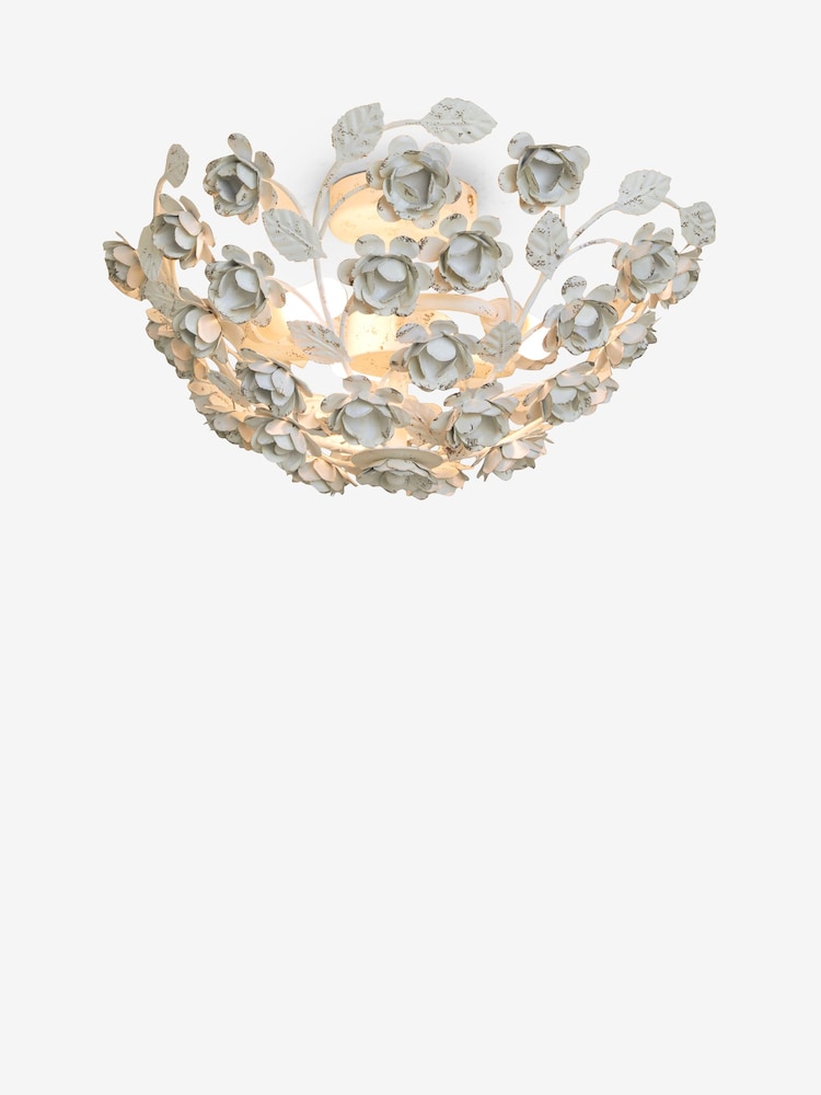 Shabby Chic by Rachel Ashwell® White Rosalina Flush Fitting Ceiling Light - Image 3 of 3