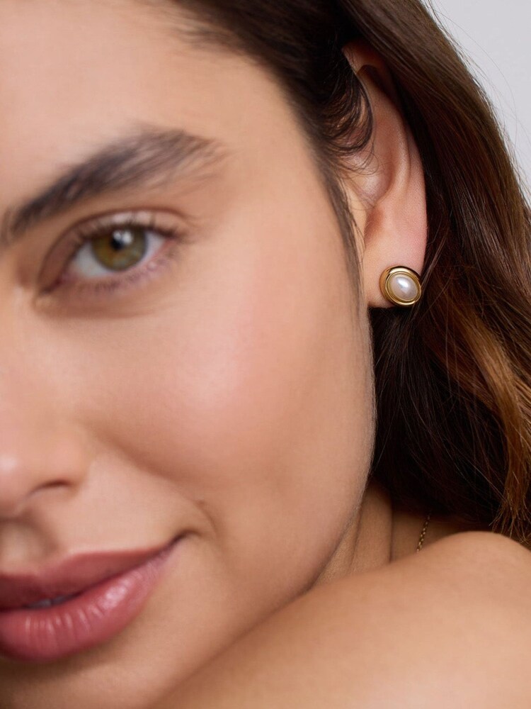 D.Louise Gold Tone Mini Pearl Studs - Image 1 of 4 D.Louise Gold Tone Mini Pearl Studs - Image 1 of 4