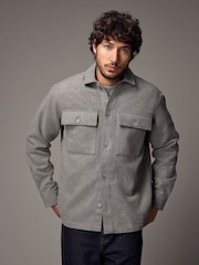 Grey Twin Pocket Shacket Overshirt with Wool - Image 1 of 12