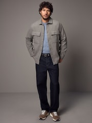 Grey Twin Pocket Shacket Overshirt with Wool - Image 2 of 12