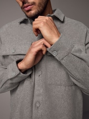 Grey Twin Pocket Shacket Overshirt with Wool - Image 5 of 12
