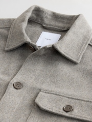 Grey Twin Pocket Shacket Overshirt with Wool - Image 9 of 12