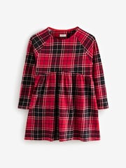 Red Check Long Sleeve 100% Cotton Jersey Dress (3-16yrs) - Image 6 of 8