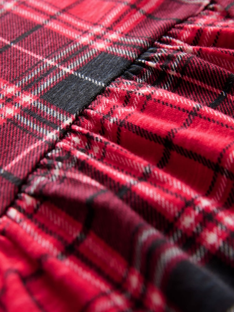 Red Check Long Sleeve 100% Cotton Jersey Dress (3-16yrs) - Image 8 of 8