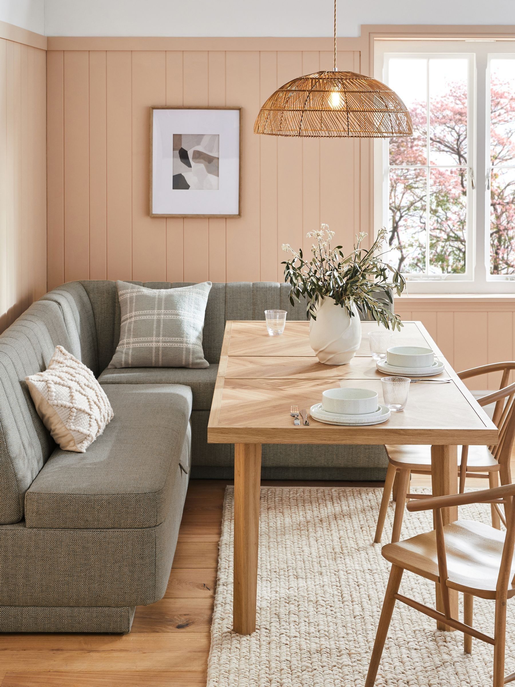 Buy Chunky Weave Mid Grey Anderson Storage Corner Dining Bench from the Next UK online shop