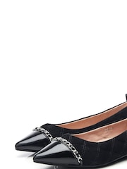 črna - Moda in Pelle Edessa Pointed Toe Chain Trim balerinke - Slika 2 iz 4