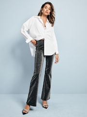 Silver Metallic Power Sculpting Ponte Flare Leggings - Image 2 of 9