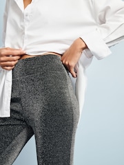 Silver Metallic Power Sculpting Ponte Flare Leggings - Image 5 of 9