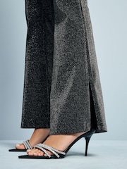 Silver Metallic Power Sculpting Ponte Flare Leggings - Image 6 of 9
