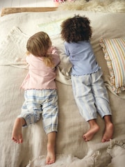 Pink/Blue Swan/Bow 2 Pack 100% Cotton Woven Bottoms Pyjamas (9mths-10yrs) - Image 3 of 10