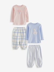 Pink/Blue Swan/Bow 2 Pack 100% Cotton Woven Bottoms Pyjamas (9mths-10yrs) - Image 6 of 10