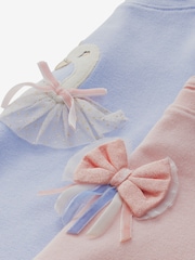 Pink/Blue Swan/Bow 2 Pack 100% Cotton Woven Bottoms Pyjamas (9mths-10yrs) - Image 9 of 10