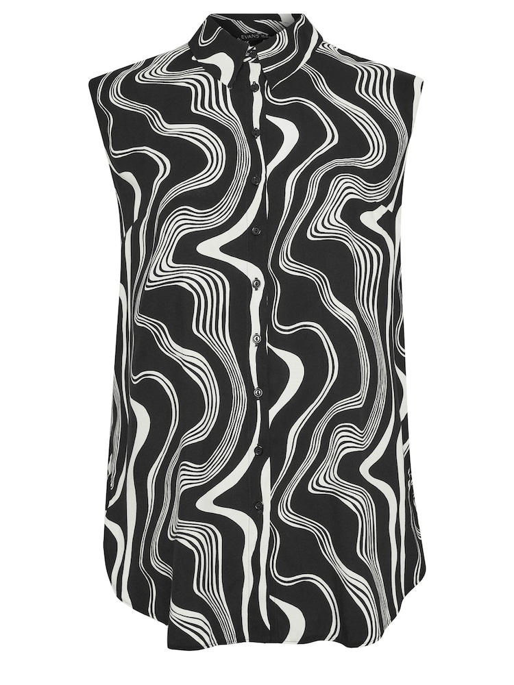 Schwarz - Evans – ärmelloses Hemd mit abstraktem Print, Curve - Bild 5 von 5 Schwarz - Evans – ärmelloses Hemd mit abstraktem Print, Curve - Bild 5 von 5