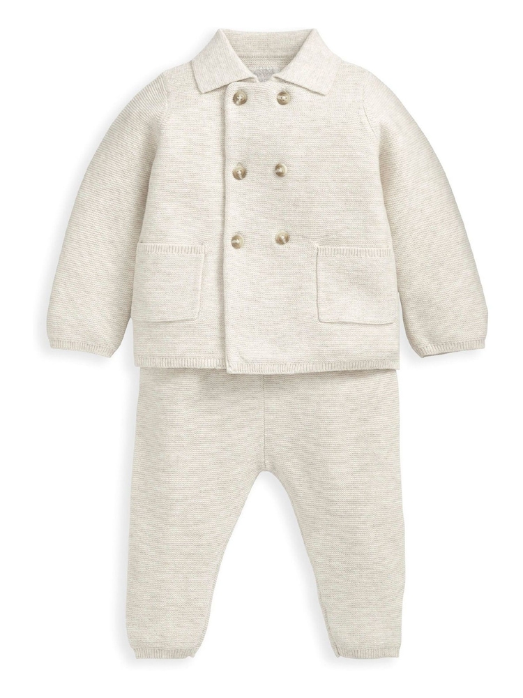 Mamas & Papas 2 Piece Oatmeal 100% Cotton Knit Set - Image 1 of 4
