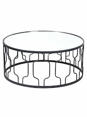 Pacific Black Mirrored Glass and Graphite Round Coffee Table - Image 2 of 6